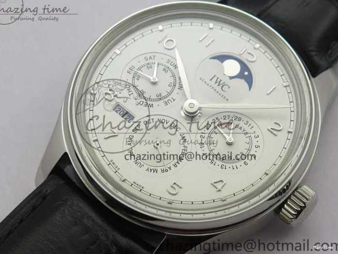 MIROTIME 0314 Portugieser Perpetual Calendar IW503301 V9F 1:1 Best Edition Silver Dial on Black Leather Strap A EyeCatching 7116